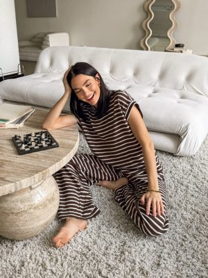 Mocha Stripe Knit Top