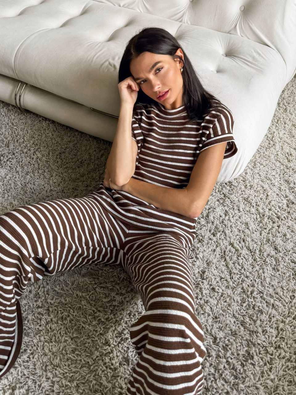 Mocha Stripe Knit Top